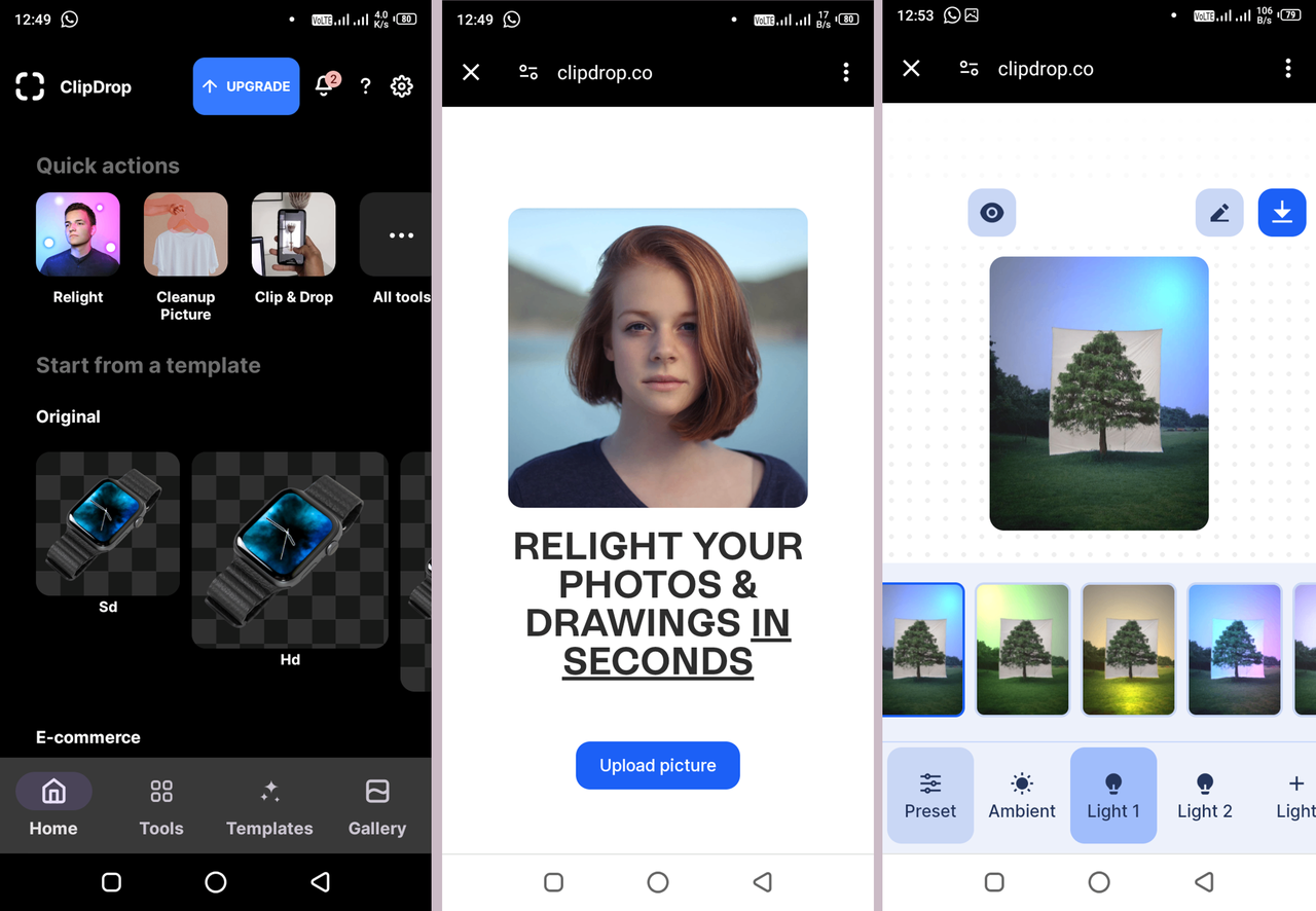 Clipdrop Relight Android app