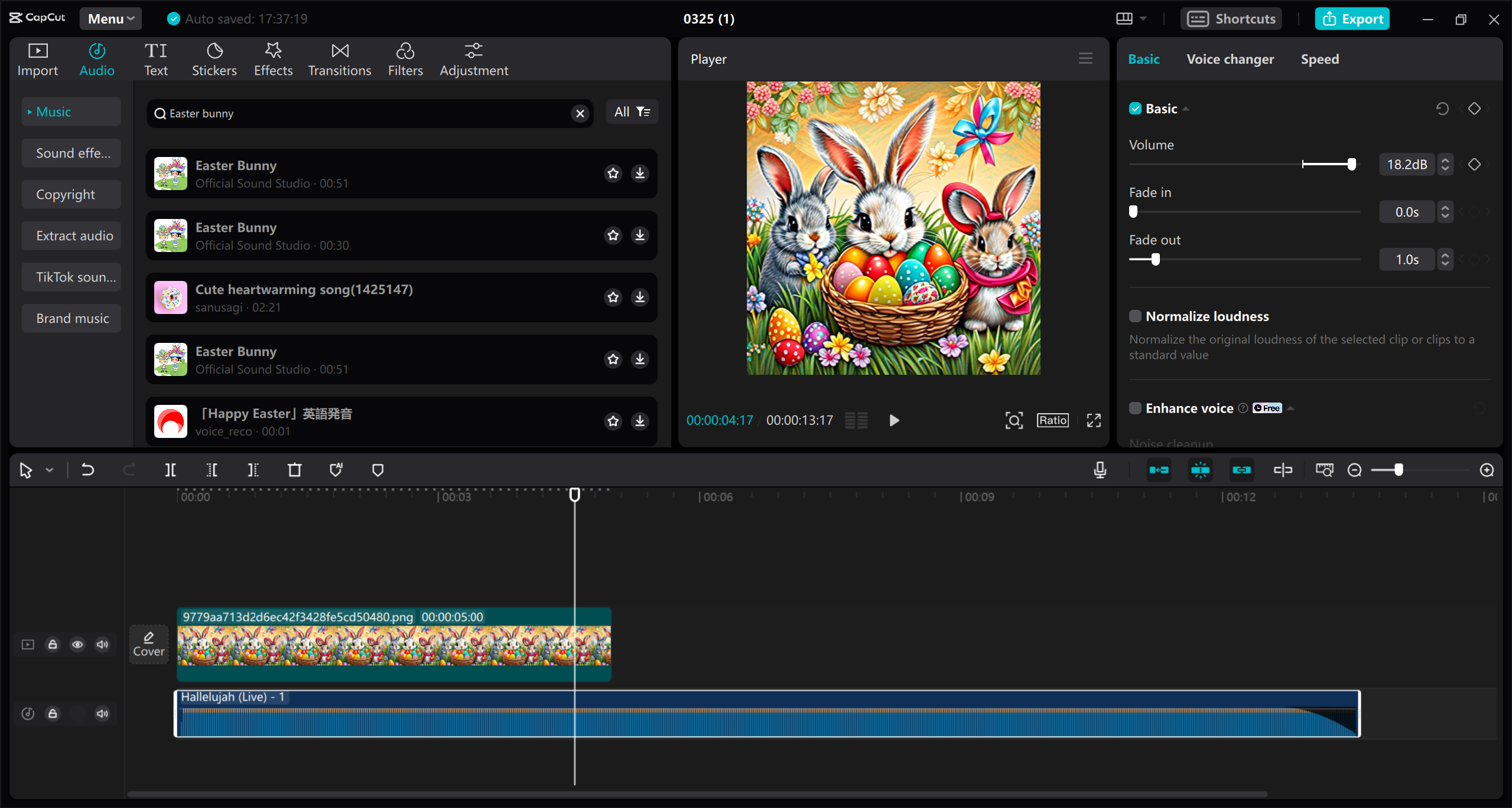 A Professional tool for creating bunny Easter song videos: CapCut