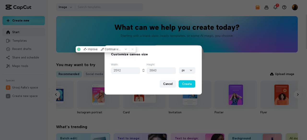 add recommended dimensions