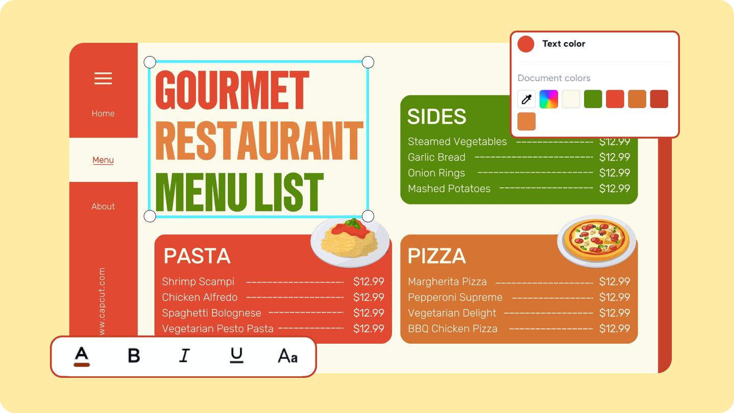 restaurant menu design