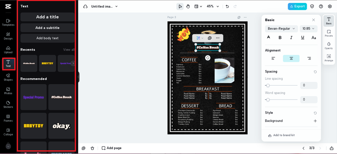 stickers and text overlays