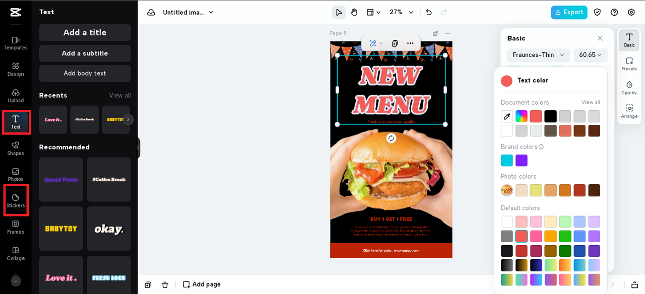 stickers and text overlays