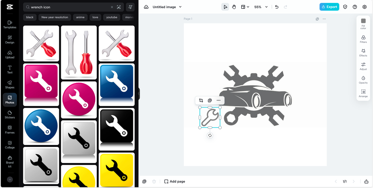 Wrenches icon for car repair logo