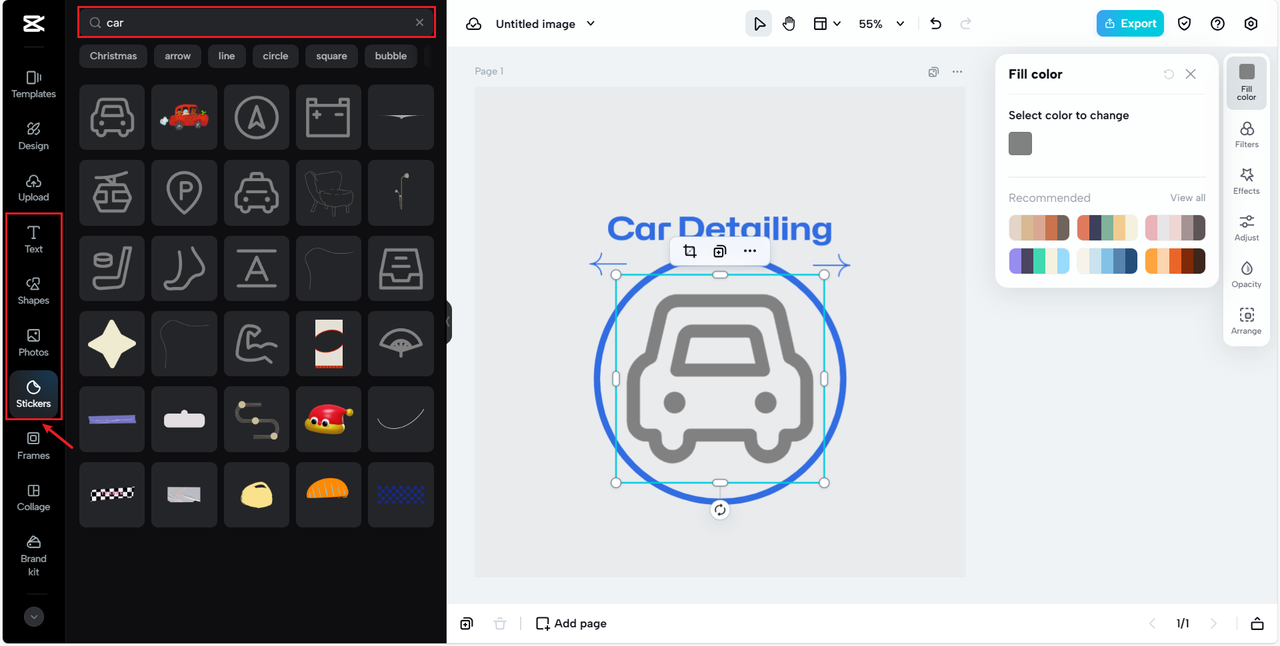 Apply creative elements to cool car detailing logo