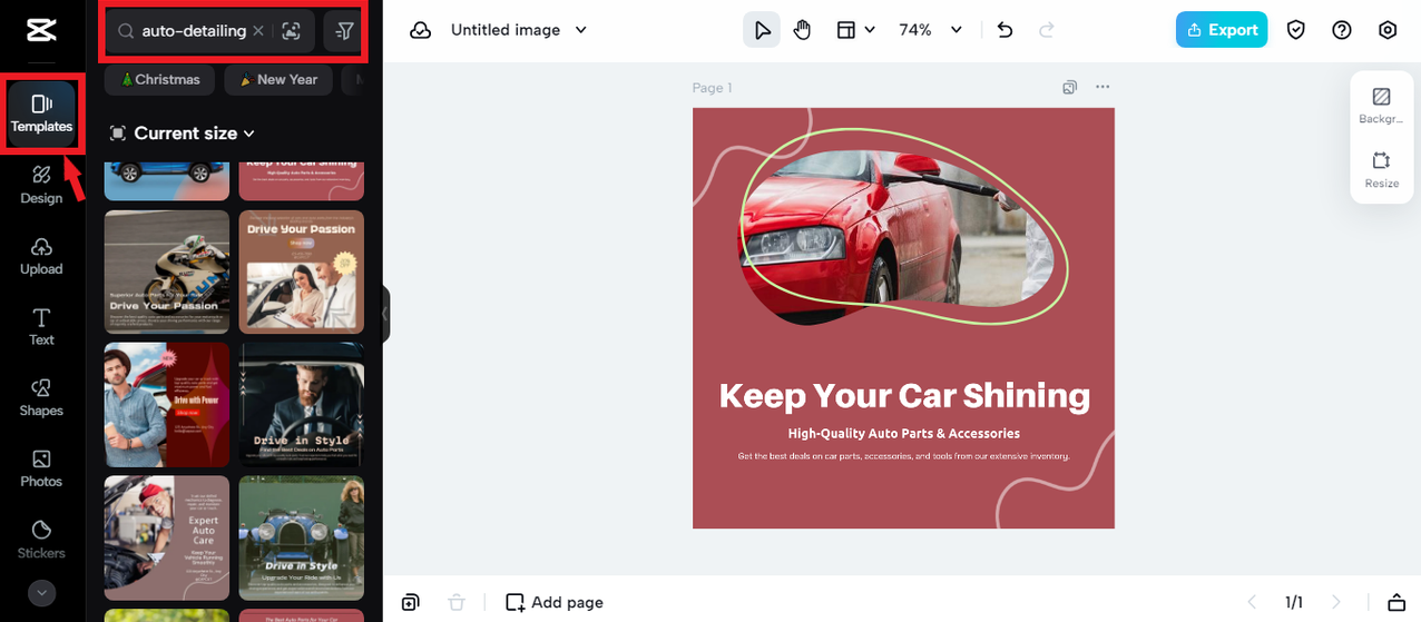 Select an auto detailing logo template and customize