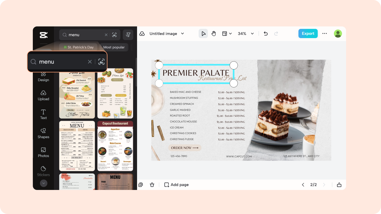 menu maker website