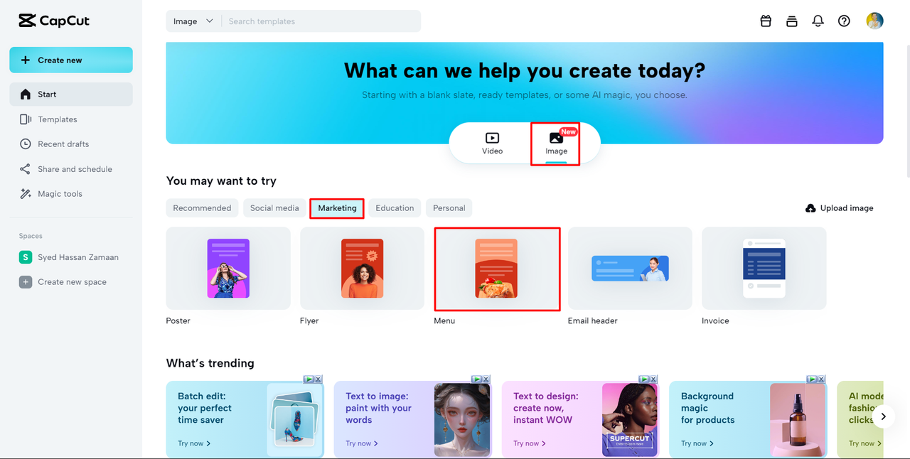 find the menu layout