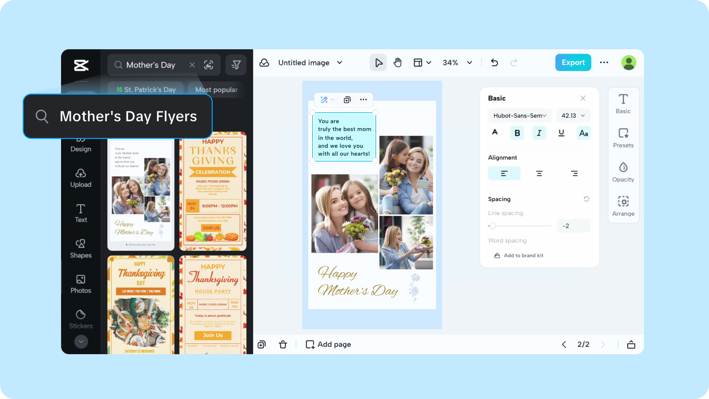 dépliant de la fête des mères