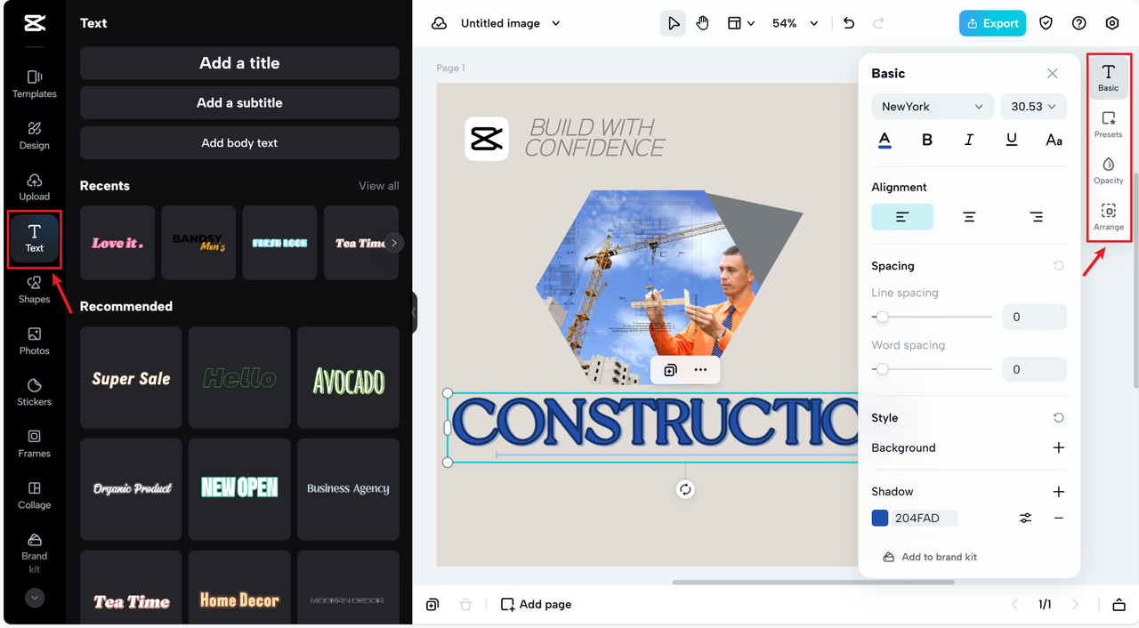 Diverse selection of text, fonts, and themes 