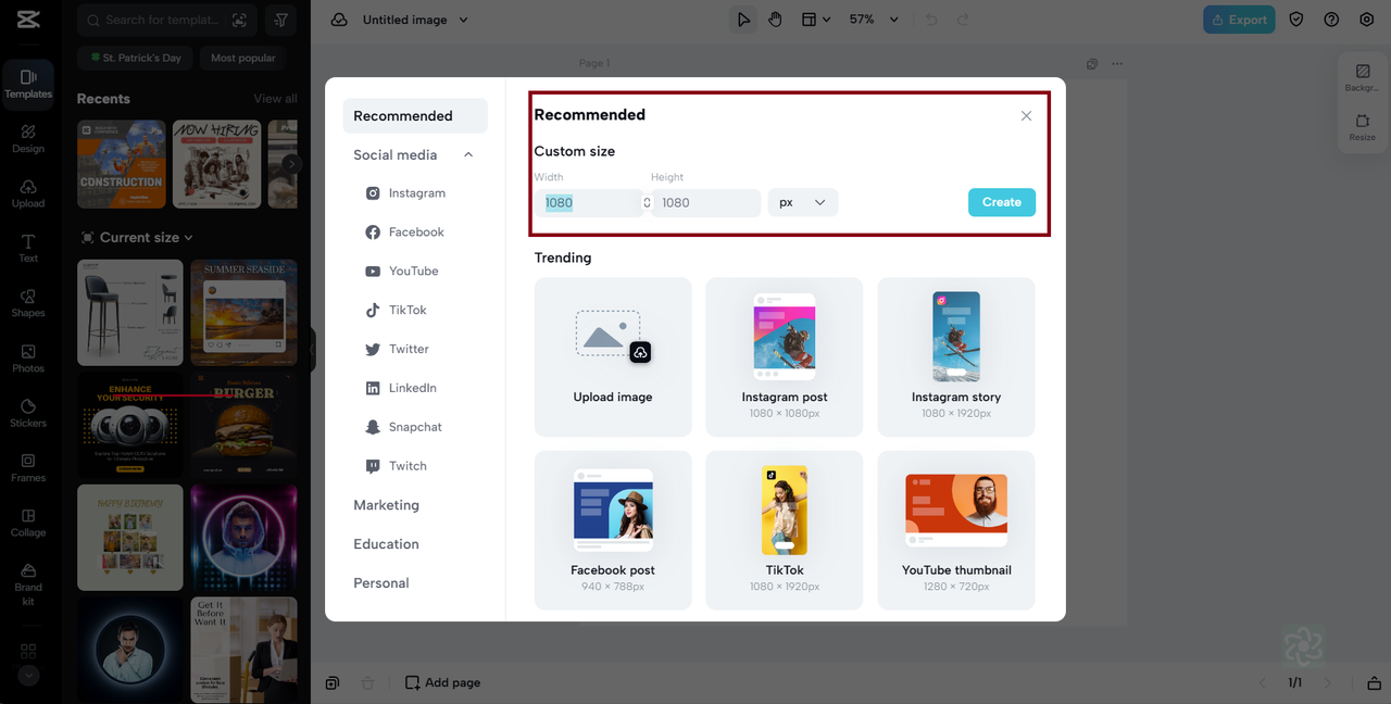 Sign up and Click on the 'Upload' icon
