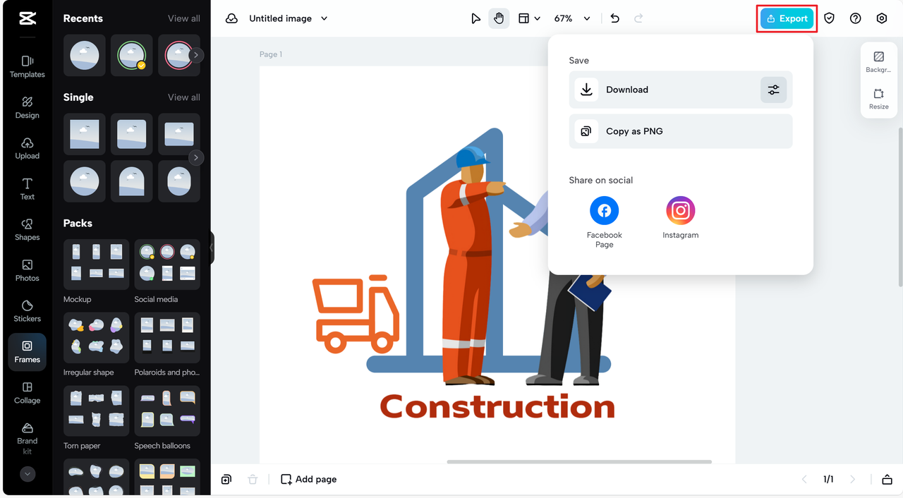 Export your construction company logo 