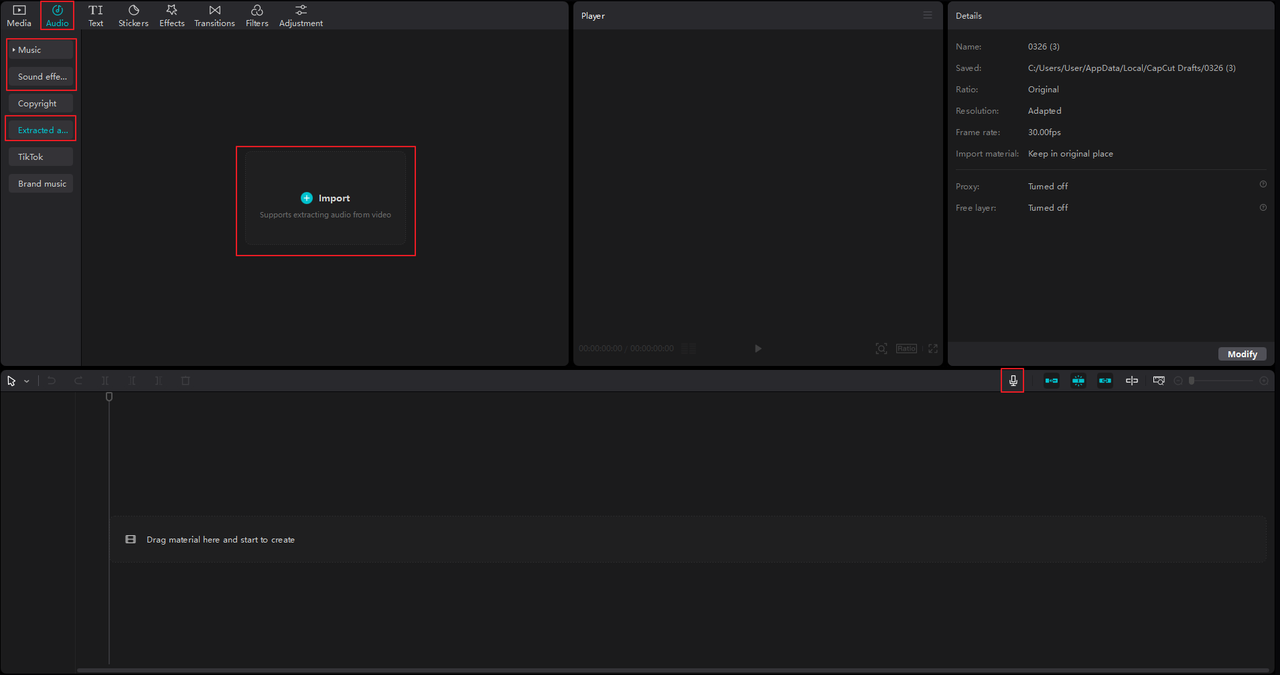 How to use stock assets, extract audio, and record sound on the best voice eliminator software, the CapCut desktop editor