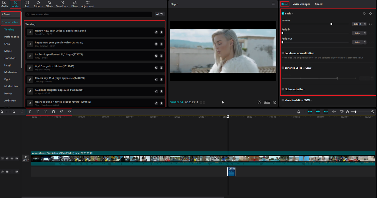 How to edit audio after using the CapCut desktop editor voice extractor software 