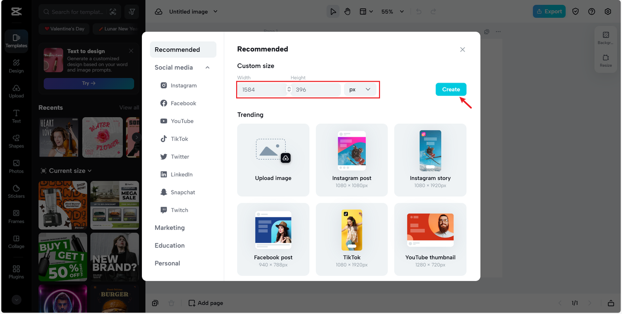 Create right sized canvas