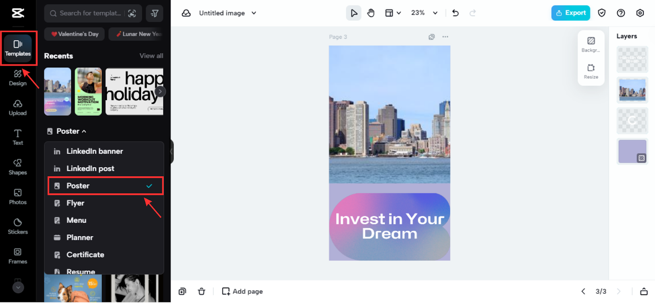 Pick a motivational poster template