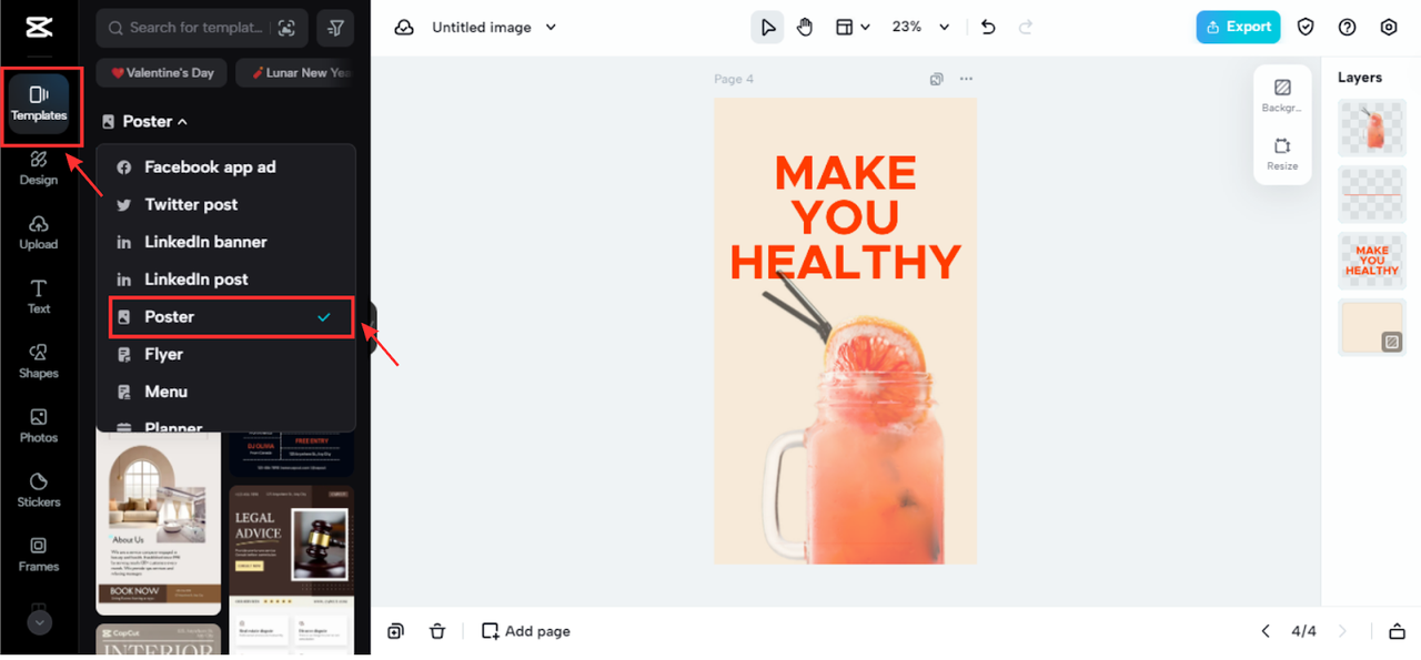 Choose a motivational poster template