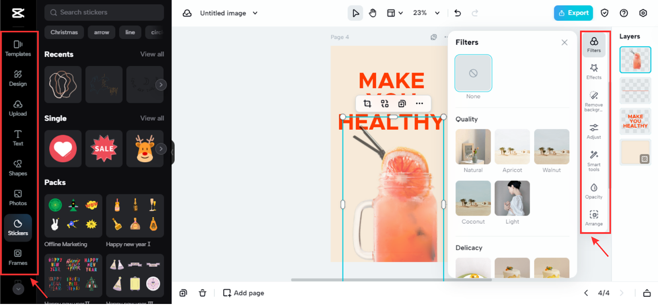 Editing features at CapCut Online