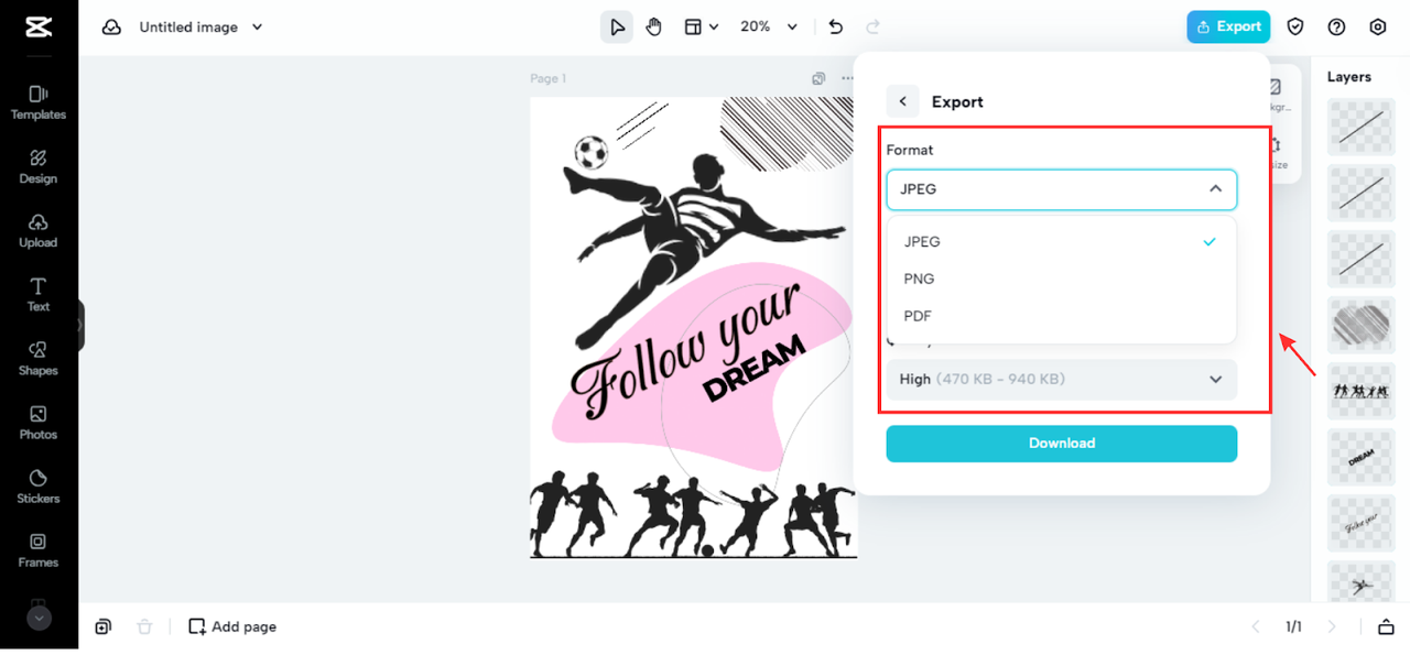 Customize exporting options