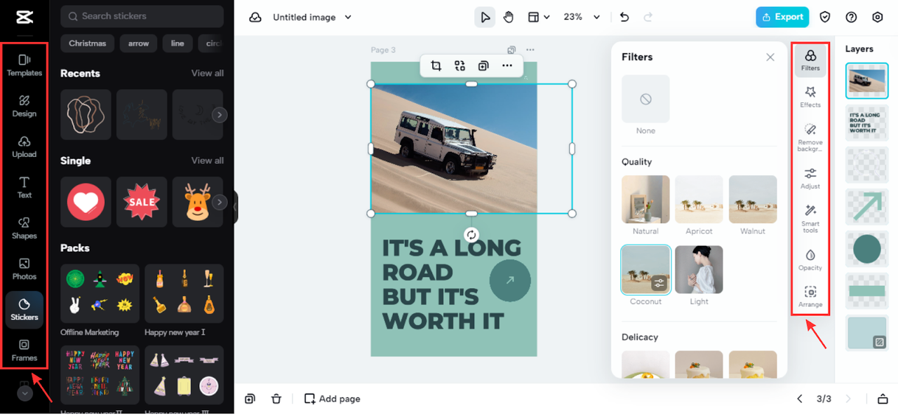 Editing features at CapCut Online