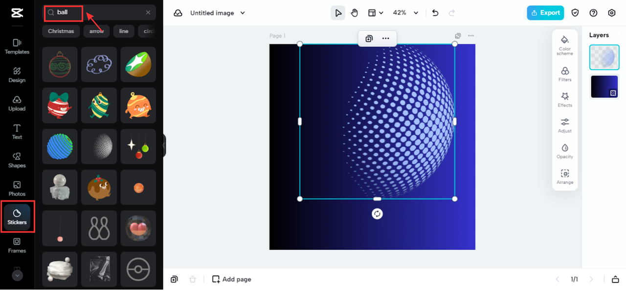 Choose a ball sticker