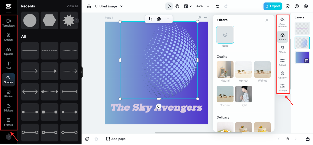 Editing features at CapCut Online