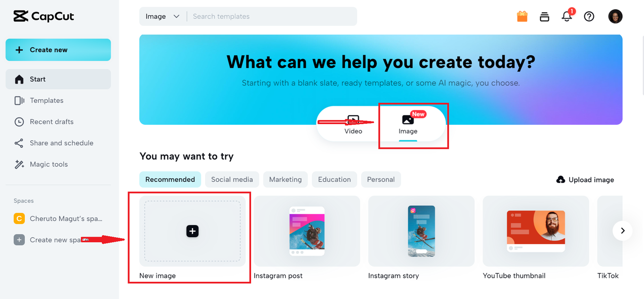 Selecting new image on CapCut