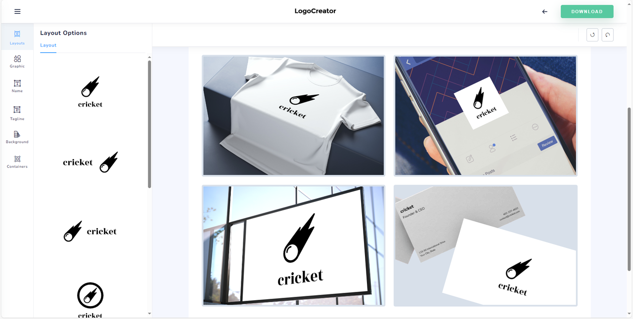 LogoCreator.io interface