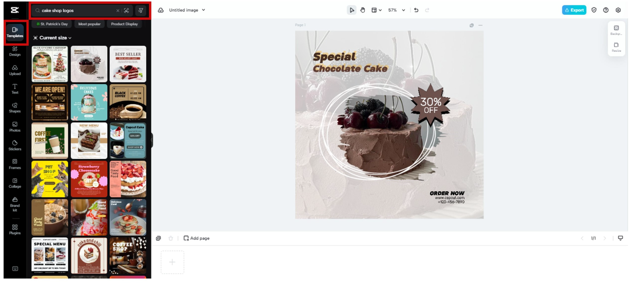 Cake shop logos templates in CapCut Online