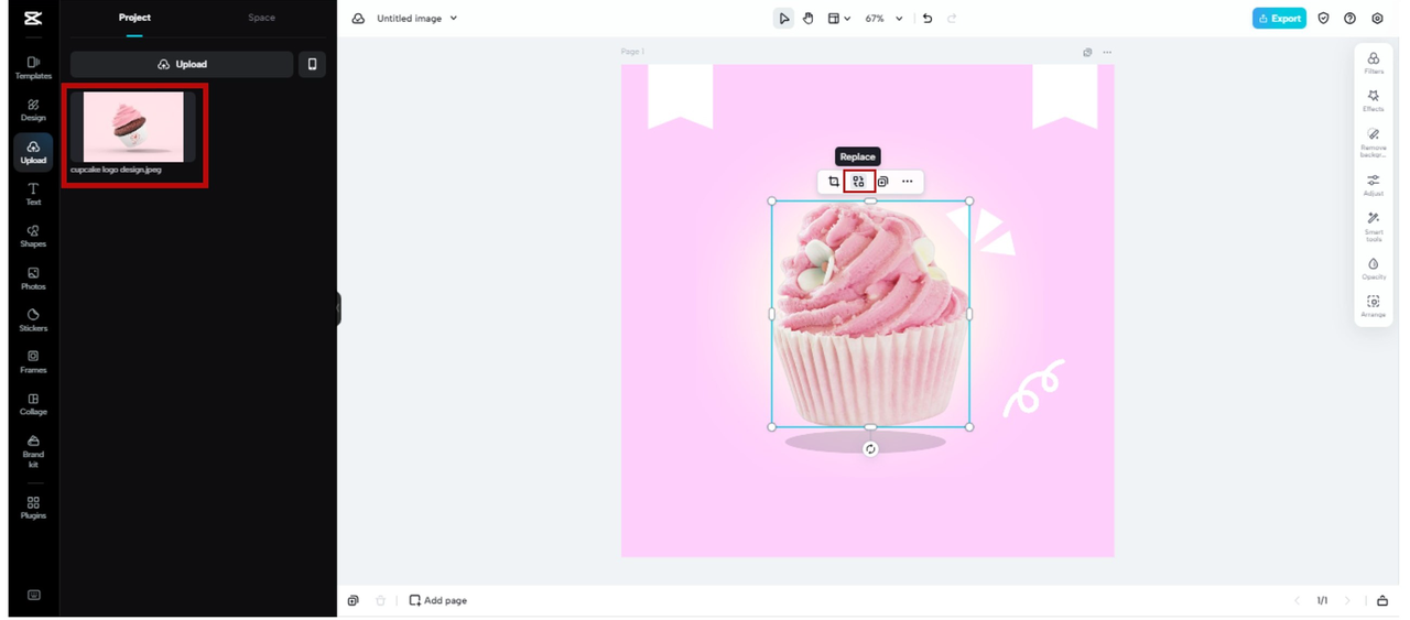 Replace image in CapCut Online