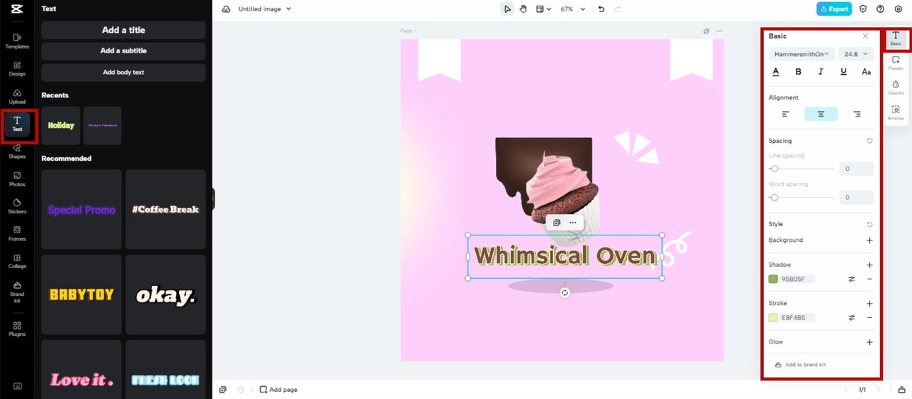 Add and customise text to image in CapCut Online