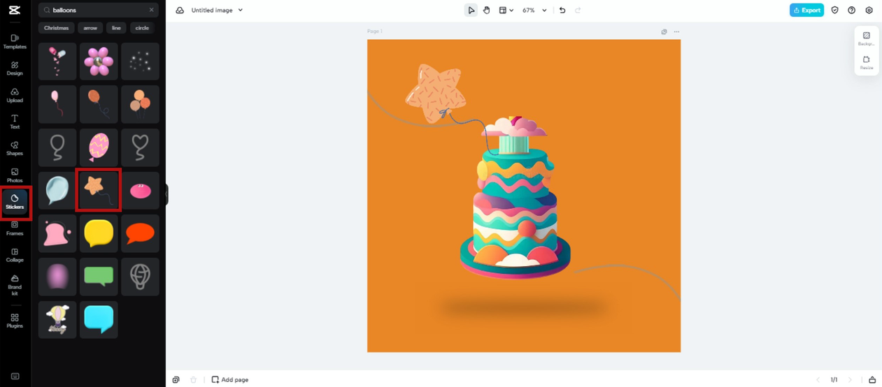 Add stickers to logo design in CapCut Online