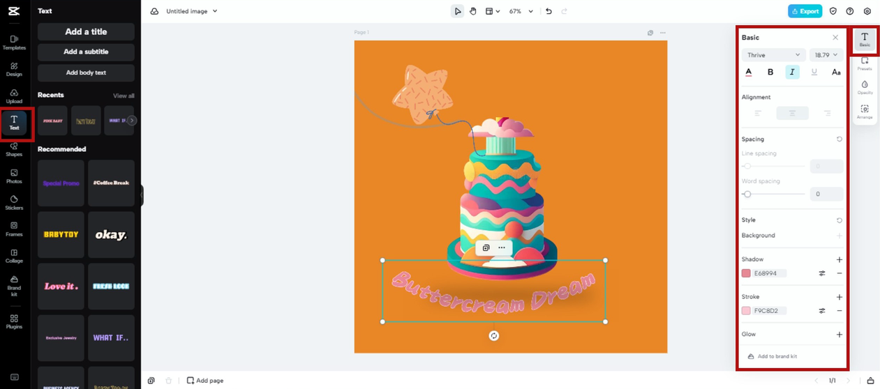Customize text in logo designs in CapCut Online