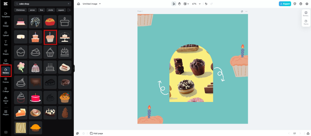 Add stickers to logo design in CapCut Online