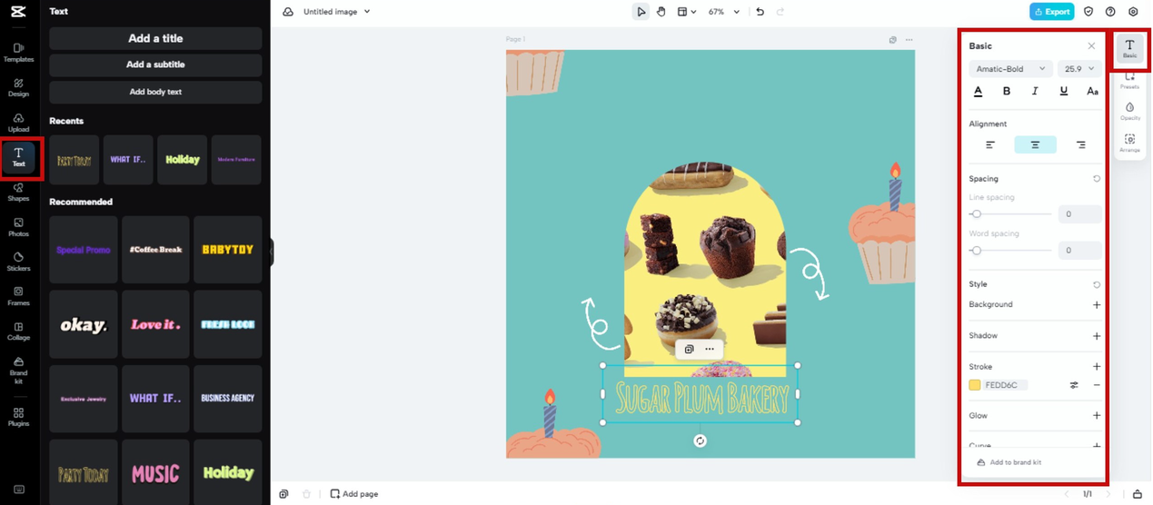 Customize text in logo designs in CapCut Online