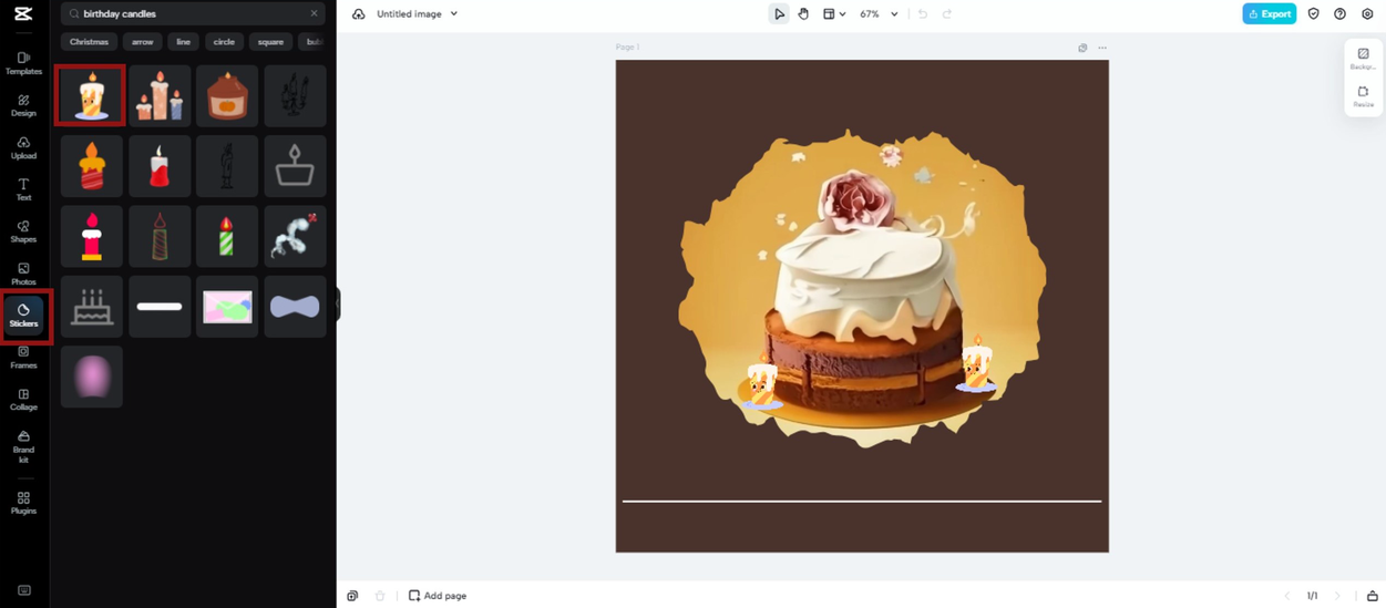 Add stickers to logo design in CapCut Online