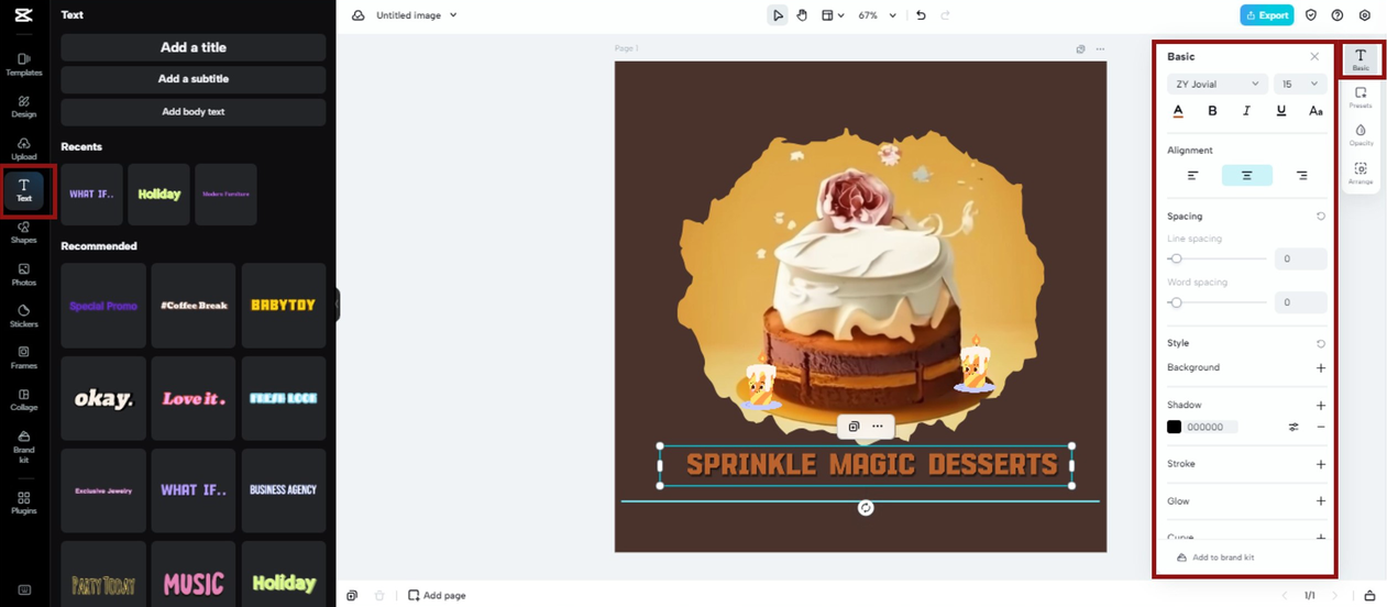 Add stickers to logo design in CapCut Online