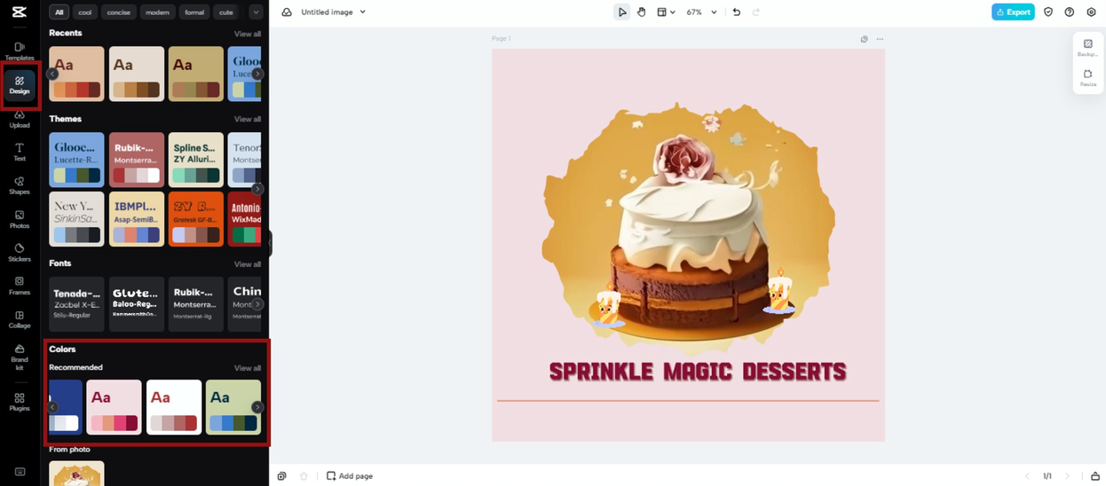 Apply color theme to logo designs in CapCut Online