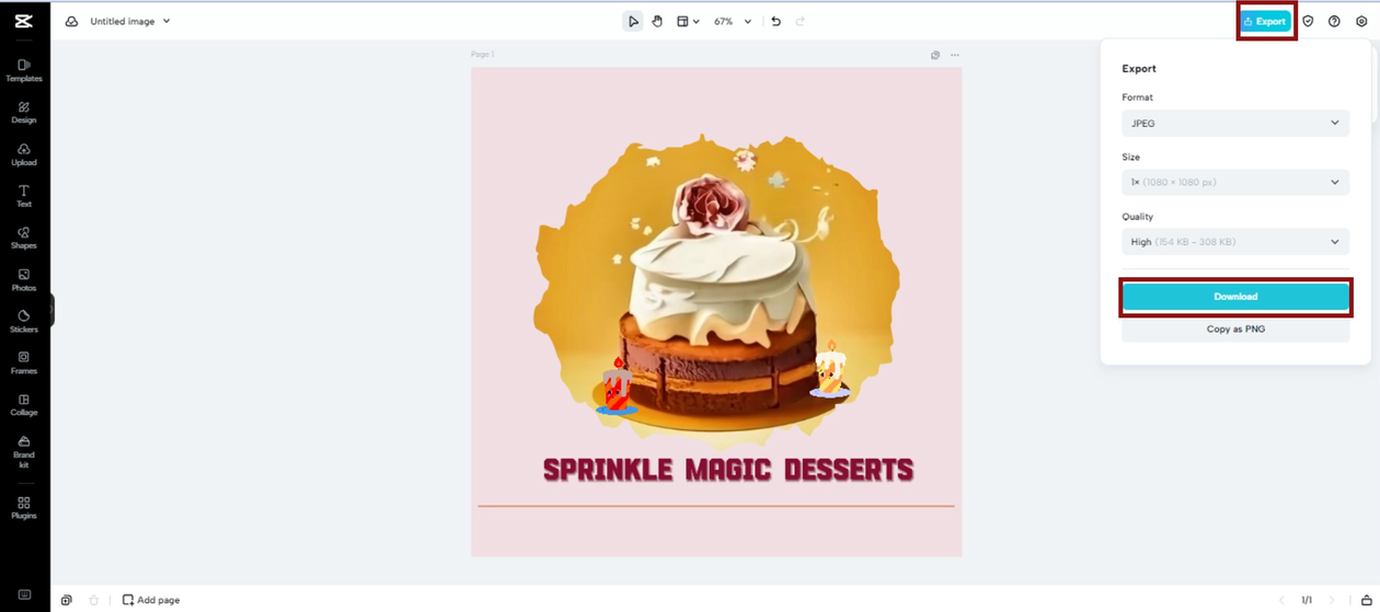 Download logo in CapCut Online