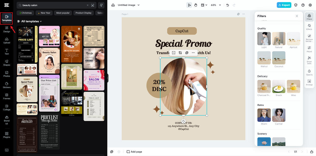 Apply salon logo templates to craft a beauty salon logo