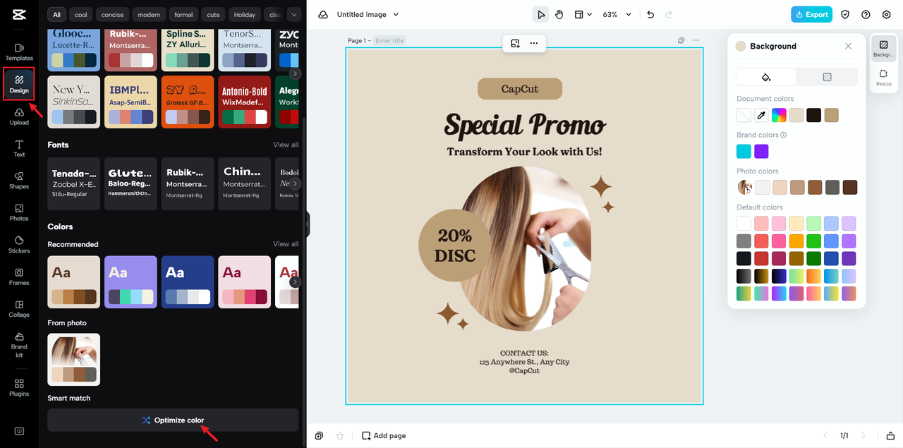 Enhance salon logo colors with AI color matcher