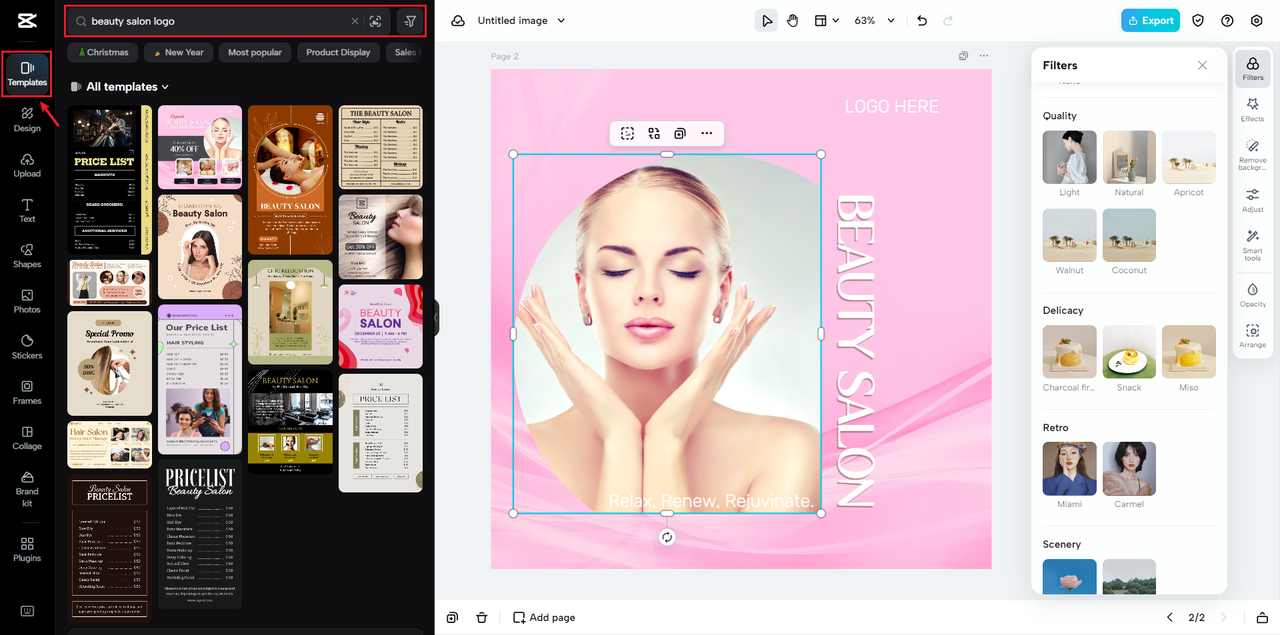Choose beauty salon logo template