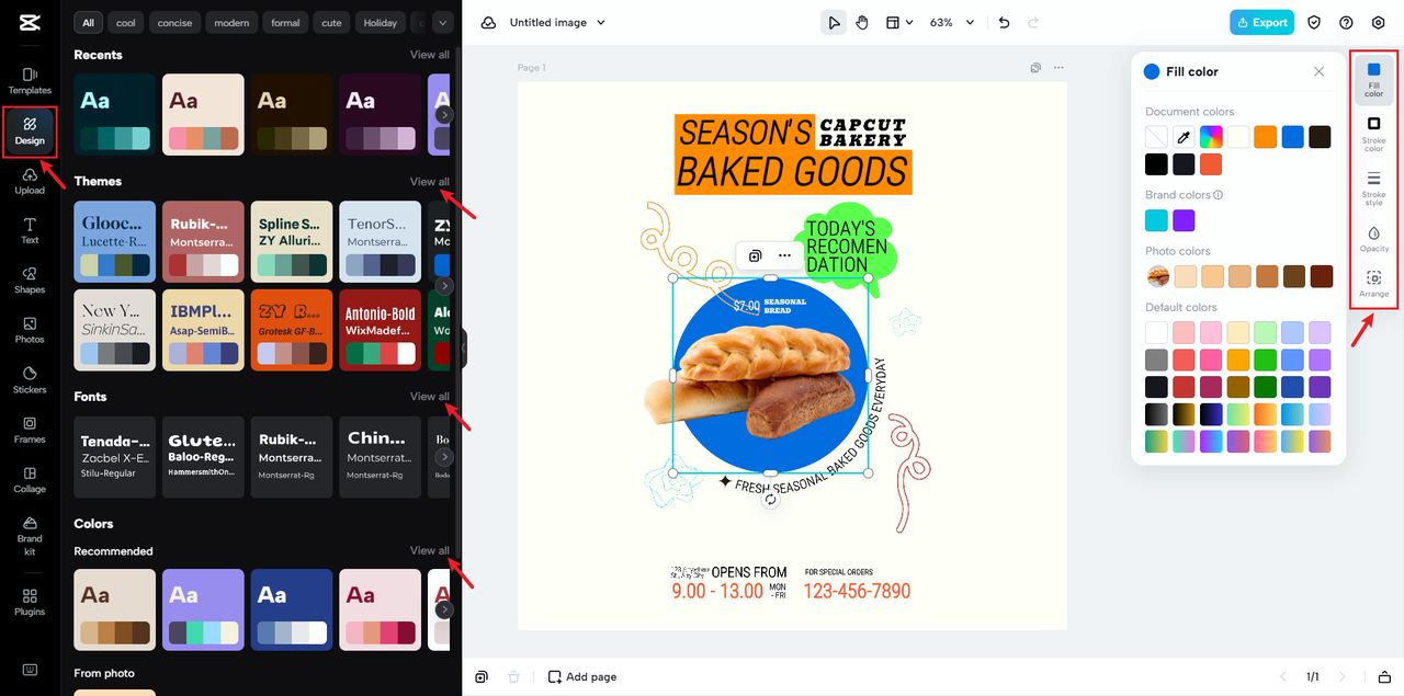 Personalize color themes of bakery logo