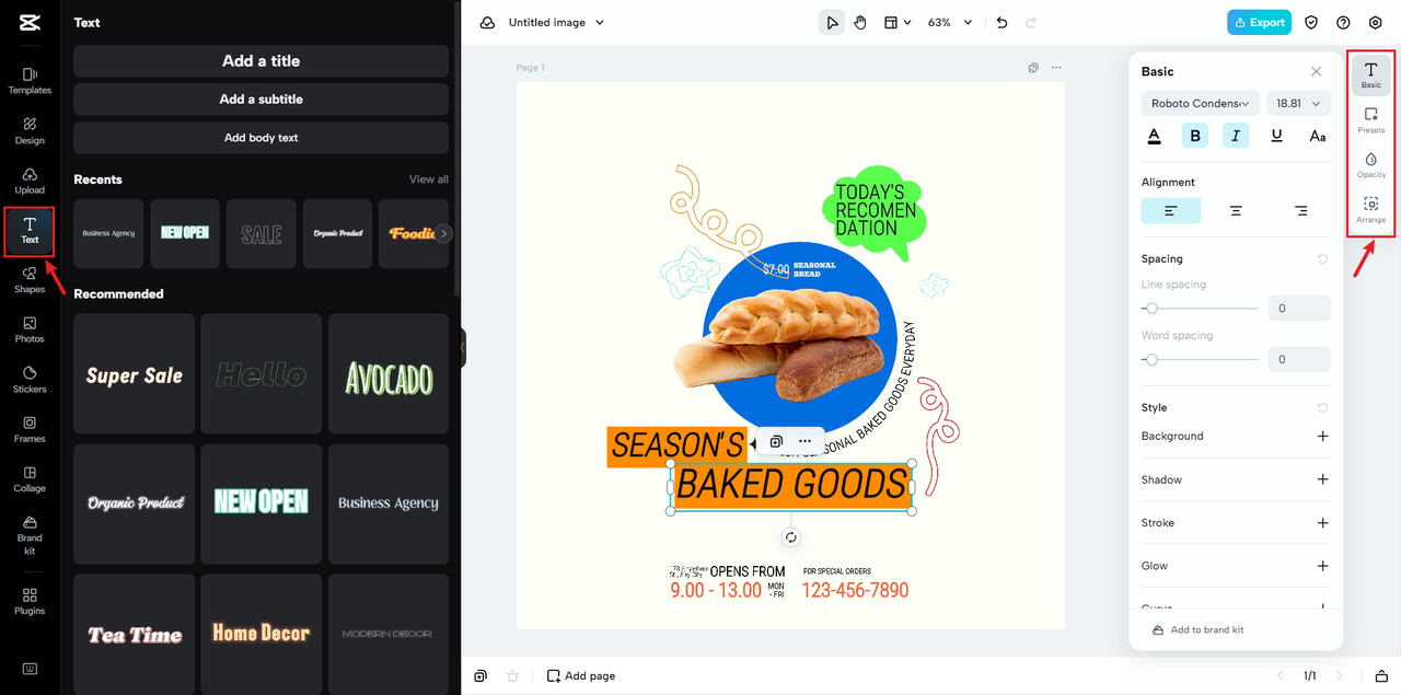 Personalizing your text on CapCut