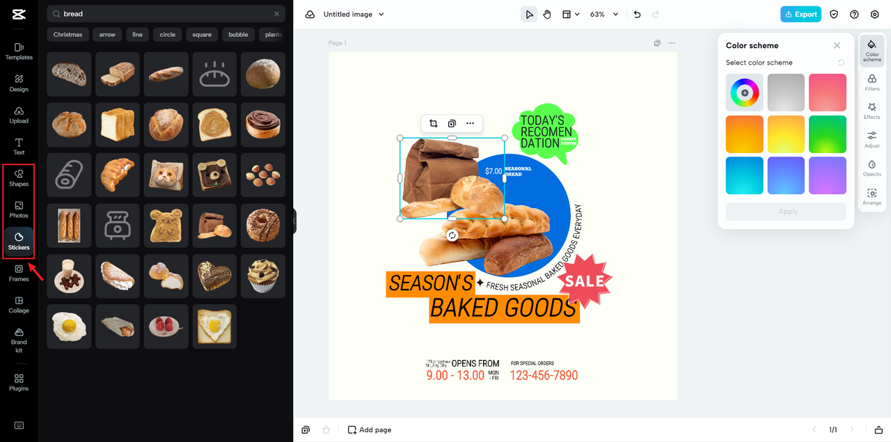 Using shapes and stickers to customize your logo