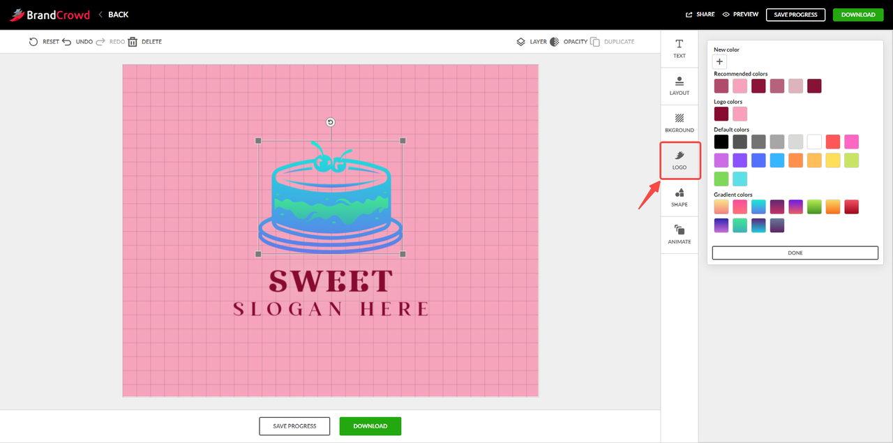 Change the bakery logo colors 