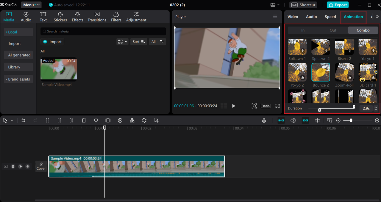 Animate a video on the CapCut desktop free animation software