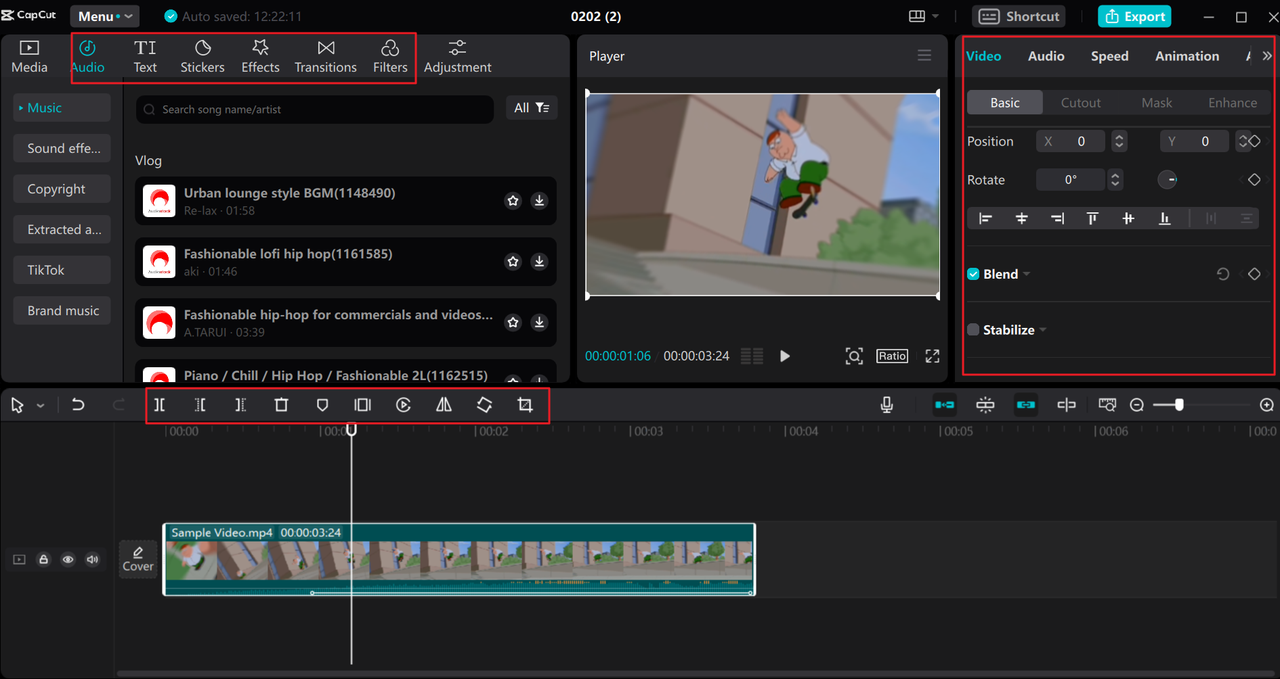 Video resources on the CapCut desktop free animation software