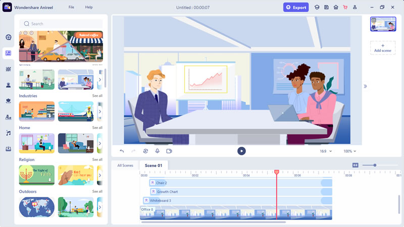 Anireel free animation software interface