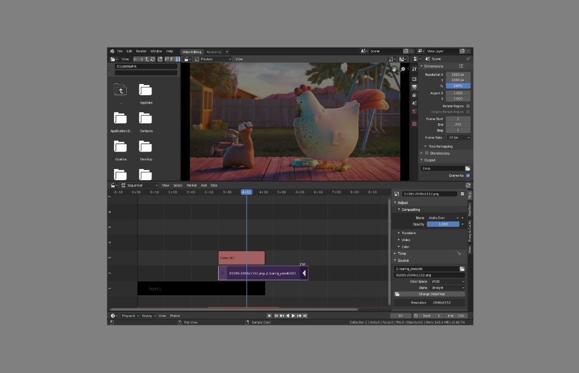 Blender free animation software interface