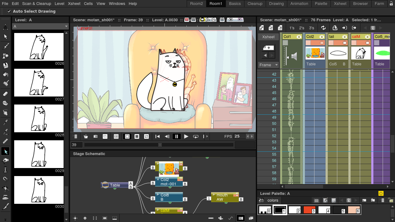 OpenToonz free animation software interface